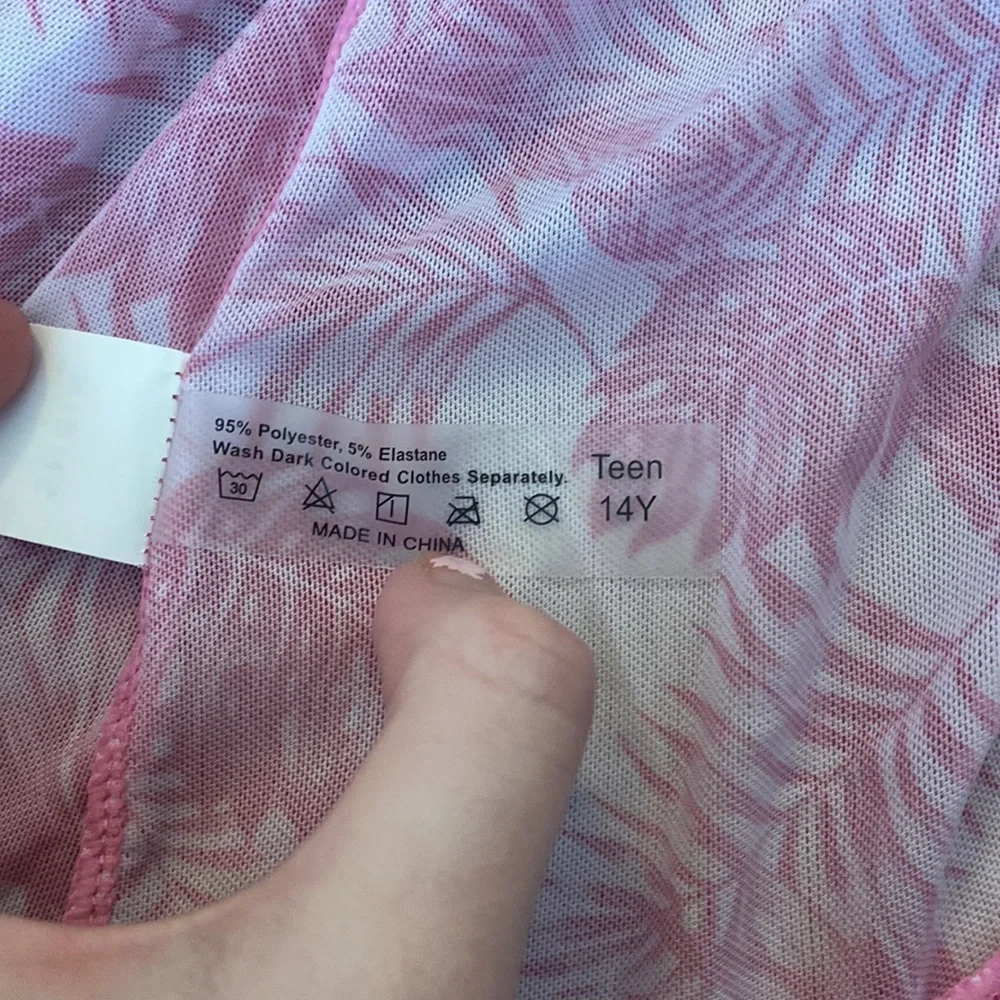 SHEIN Girls Pink and White Floral Coverup Size 14Y